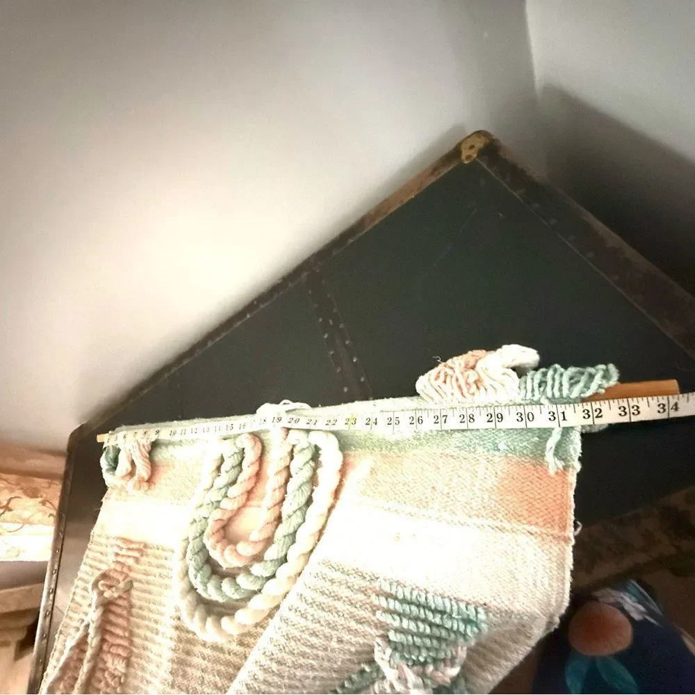 Southwestern Boho Wall Hanging Weaving Tassels Chunky Yarn VTG